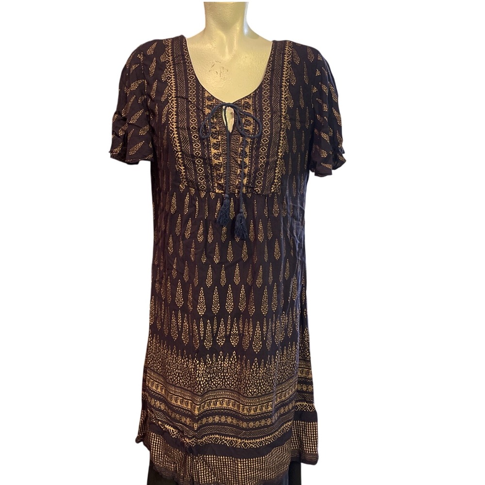 Womens dress size‎ XL Lapagee navy & gold patterned Lined